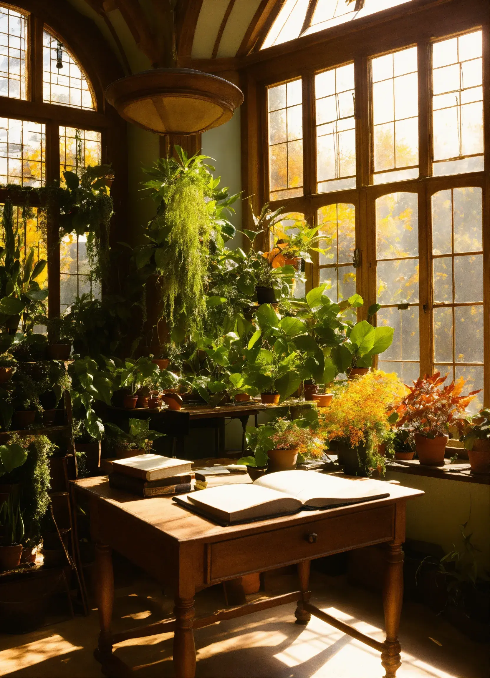 Panorama van een licht Nederlands interieur met vele biofiele elementen