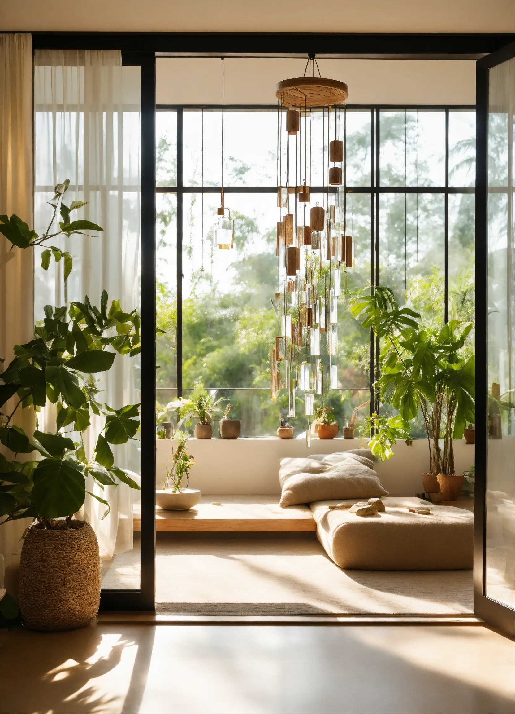 Moderne keuken met groene kruidentuin